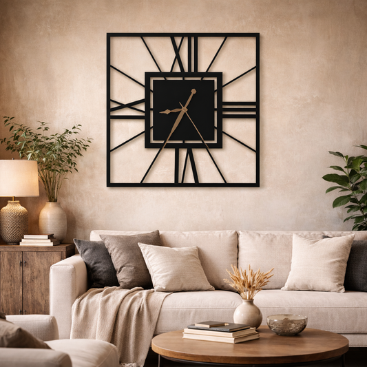 Analog Box Tick - Matte Black Metal Wall Clock