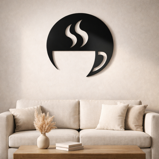 Modern Coffee Cup Metal Wall Art | Premium Laser-Cut Wall Decor