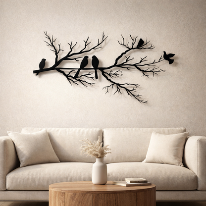 Birds on a Tree Branch Metal Wall Art | Premium Laser-Cut Wall Decor
