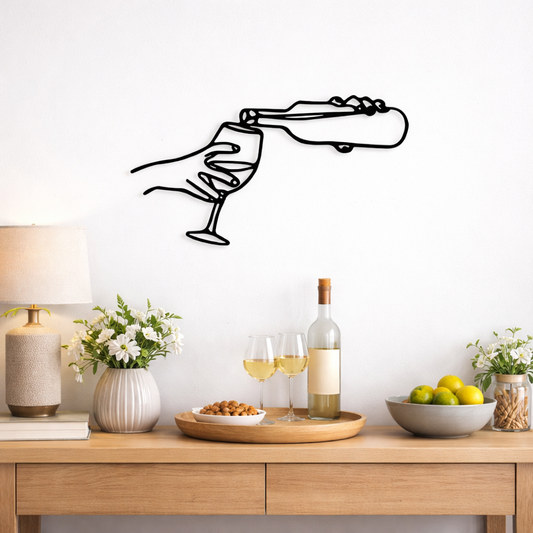 Bartender Pouring Cocktail Line Metal Wall Art | Premium Laser-Cut Wall Decor