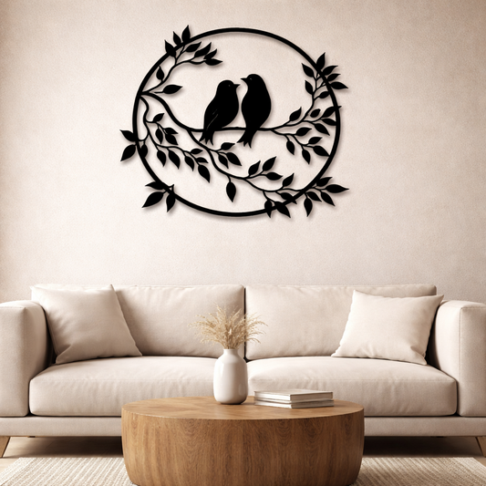 Birds on Tree Branch Metal Wall Art | Premium Laser-Cut Wall Decor