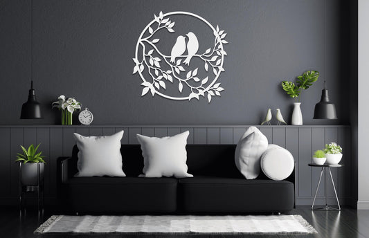 Birds on Tree Branch Metal Wall Art | Premium Laser-Cut Wall Decor