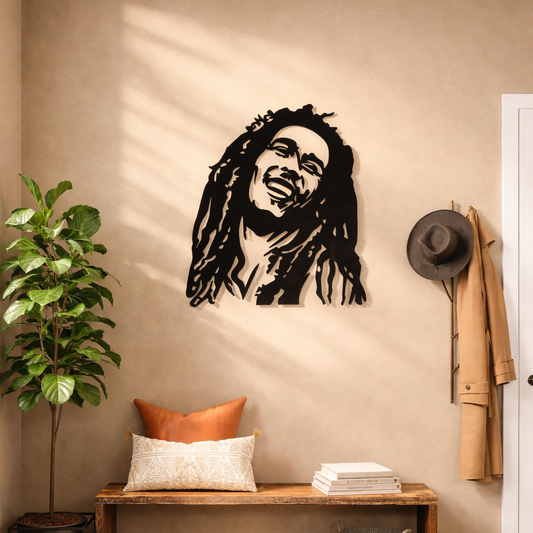 Bob Marley Design Silhouette Metal Wall Art | Premium Laser-Cut Wall Decor