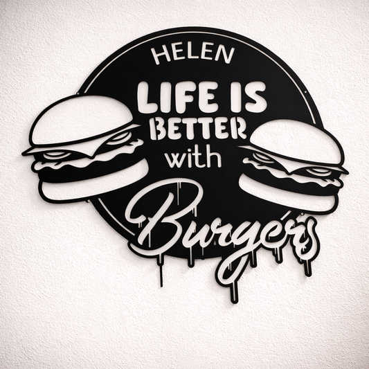 Burger Lover Personalized Metal Wall Art | Premium Laser-Cut Wall Decor