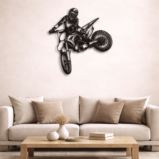 Custom Motocross Biker Metal Wall Art | Premium Laser-Cut Wall Decor