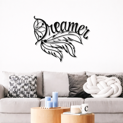 Beautiful Design Dream Text with Leaf Metal Wall Art | Premium Laser-Cut Wall Decor