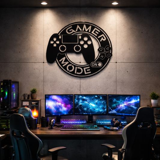 Gamer Mode ON Metal Wall Art | Premium Laser-Cut Wall Decor