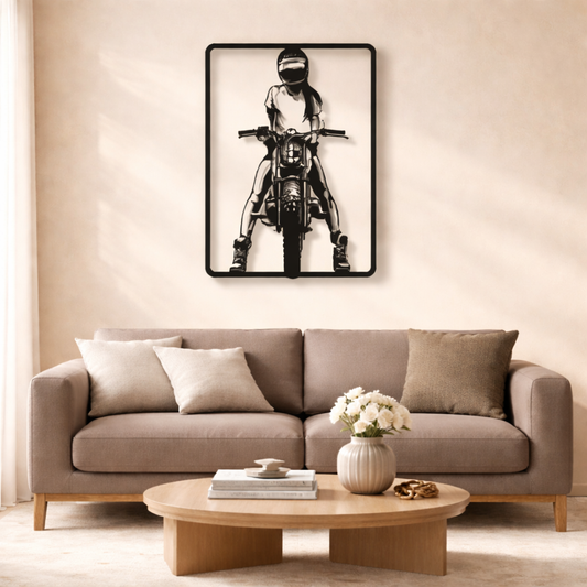 Black Rider Bike Metal Wall Art | Premium Laser-Cut Wall Decor