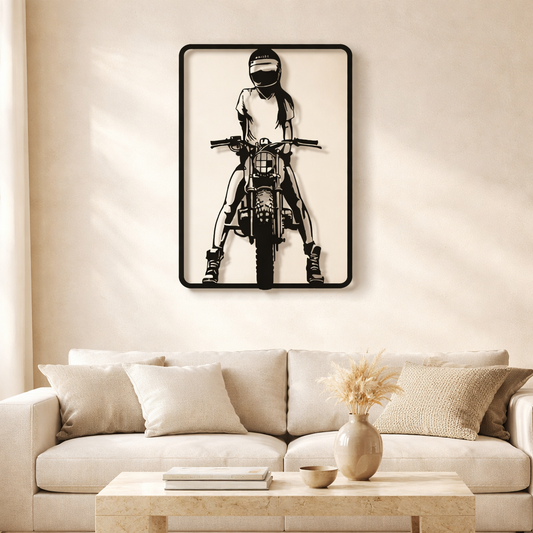 Black Rider Bike Metal Wall Art | Premium Laser-Cut Wall Decor