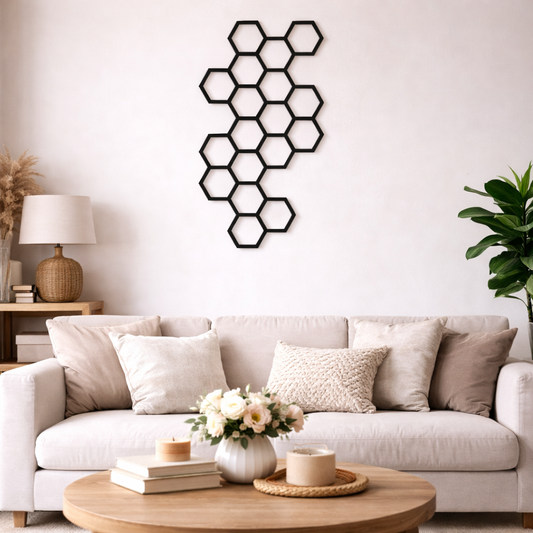 Honeycomb Hexagon Metal Wall Art | Premium Laser-Cut Wall Decor