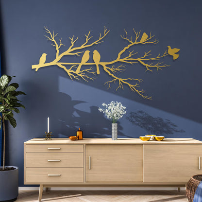 Birds on a Tree Branch Metal Wall Art | Premium Laser-Cut Wall Decor