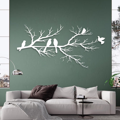 Birds on a Tree Branch Metal Wall Art | Premium Laser-Cut Wall Decor