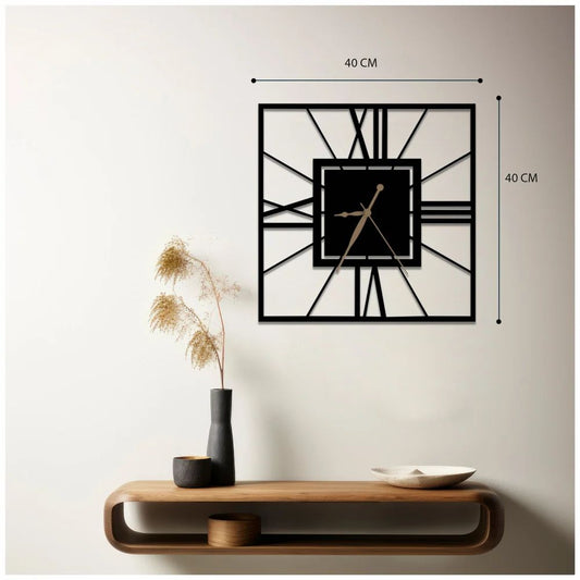 Analog Box Tick - Matte Black Metal Wall Clock