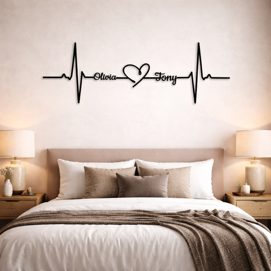 Personalized Heartbeat Couple Metal Wall Art | Premium Laser-Cut Wall Decor