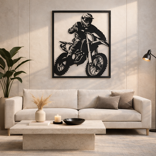 Dirt Bike Rider Metal Wall Art | Premium Laser-Cut Wall Decor