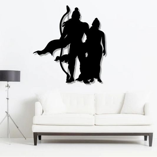Silhouette wall decal of a person on horseback and another person walking, with a light bulb icon indicating 'Light Off' above.